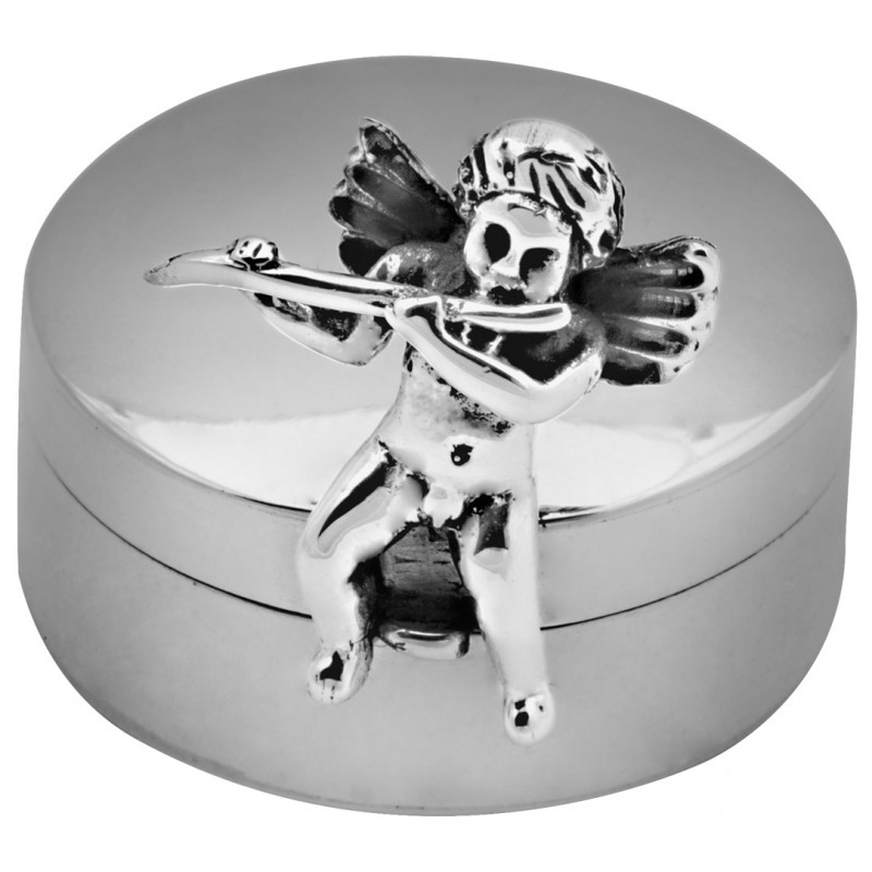 Cherub with Flute Pill Box, Hallmarked Sterling Silver, Personalised