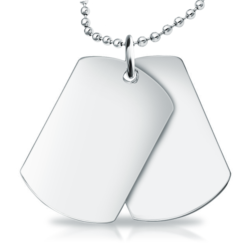 Men's Double Dog Tags, Personalised, Sterling Silver, Hallmarked