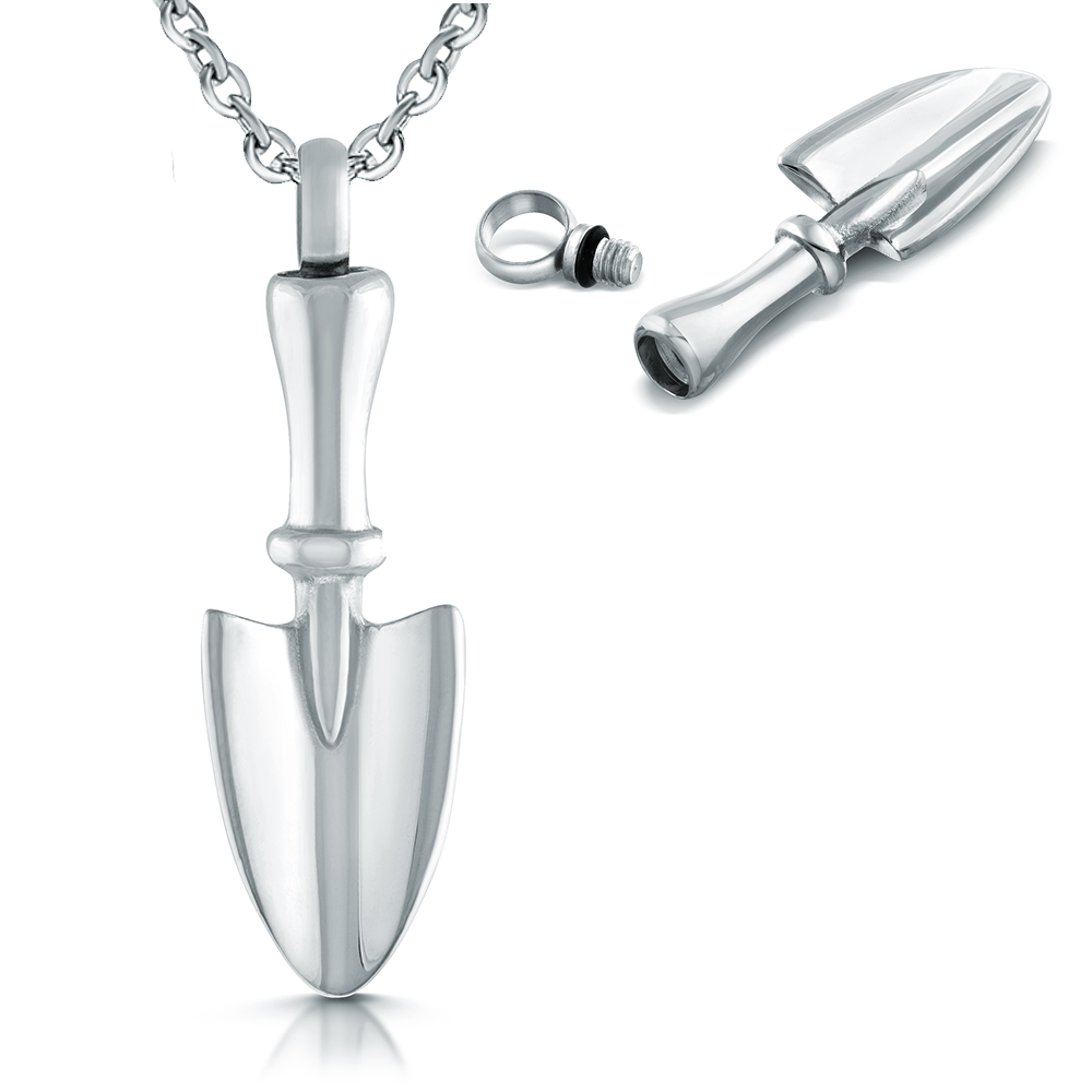 Personalised Trowel Ashes Locket Necklace, Cremation, Engraved