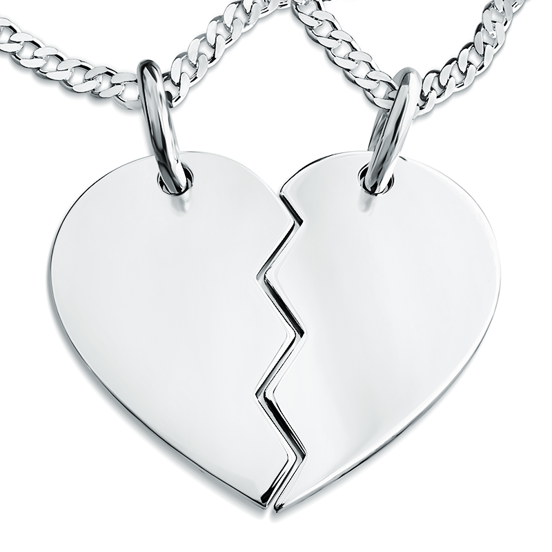 Split Heart Sharing Necklace, Personalised, Sterling Silver