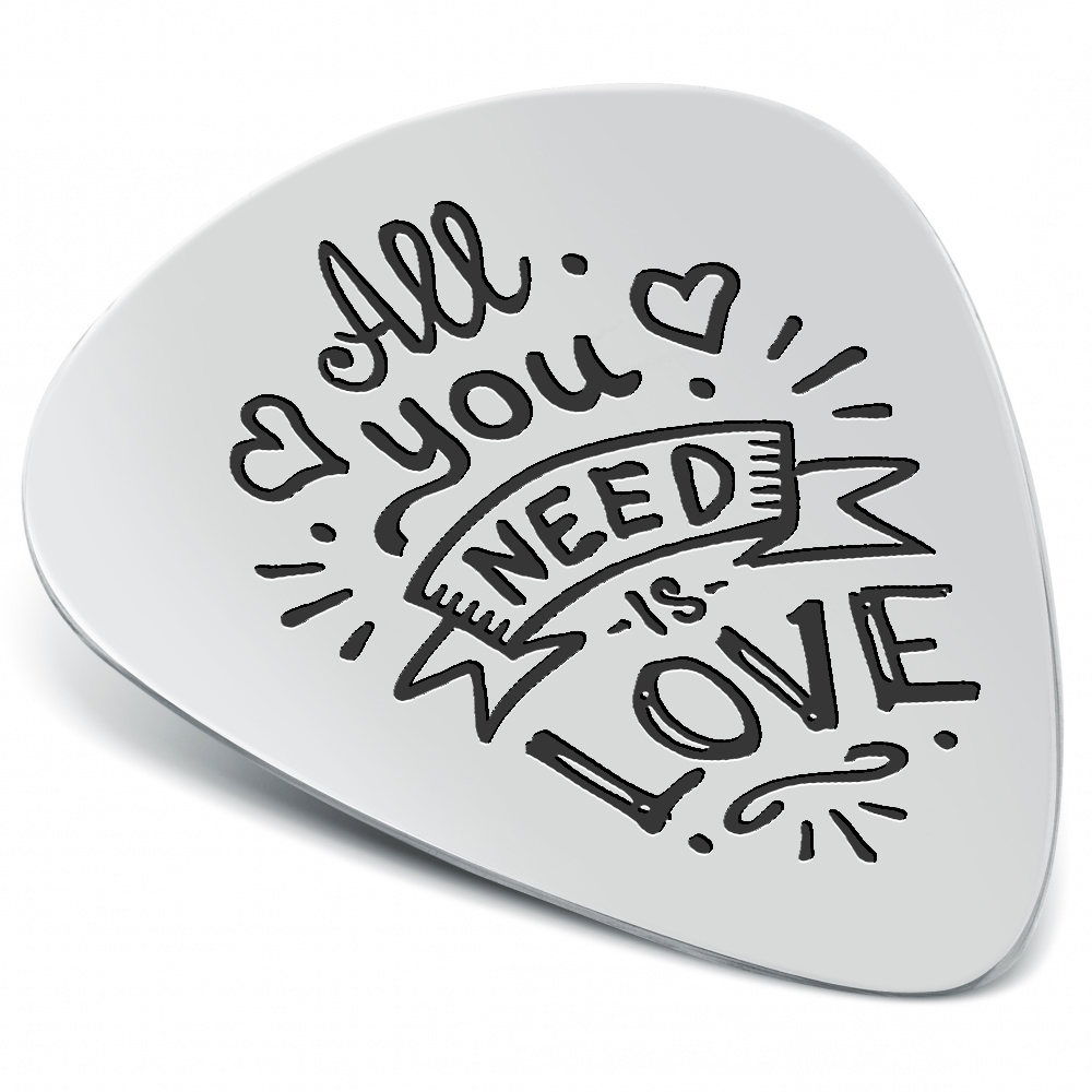 All You Need is Love Plectrum, Personalised, Sterling Silver