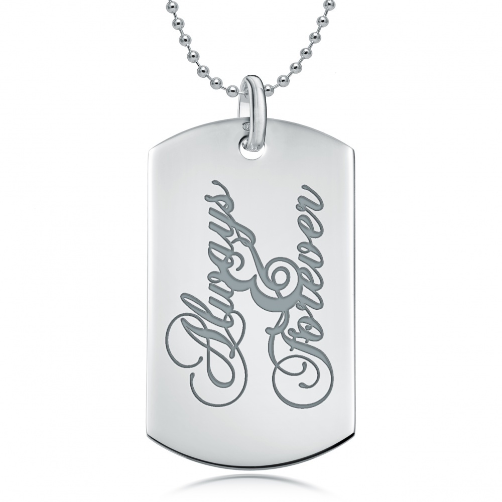 Always and Forever Dog Tag, Personalised, Sterling Silver