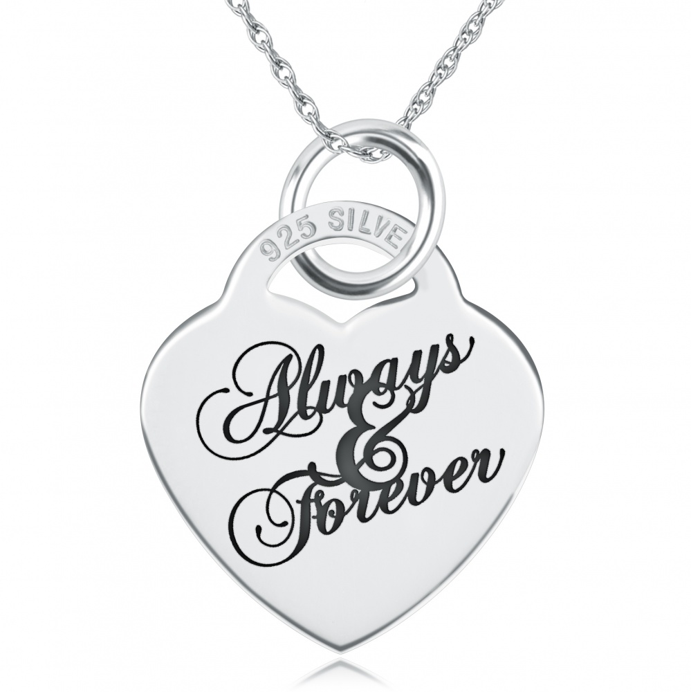 Always & Forever Necklace, Personalised, Sterling Silver, Heart Shaped