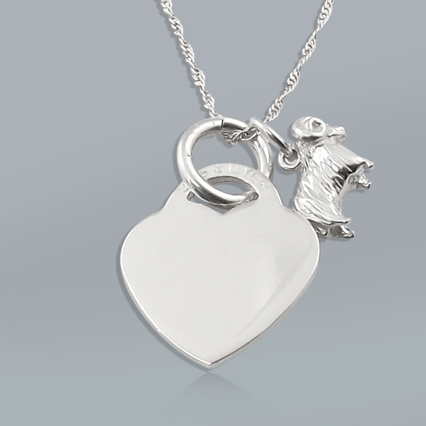 Zodiac Aries Star Sign & Heart Sterling Silver Necklace (can be personalised)