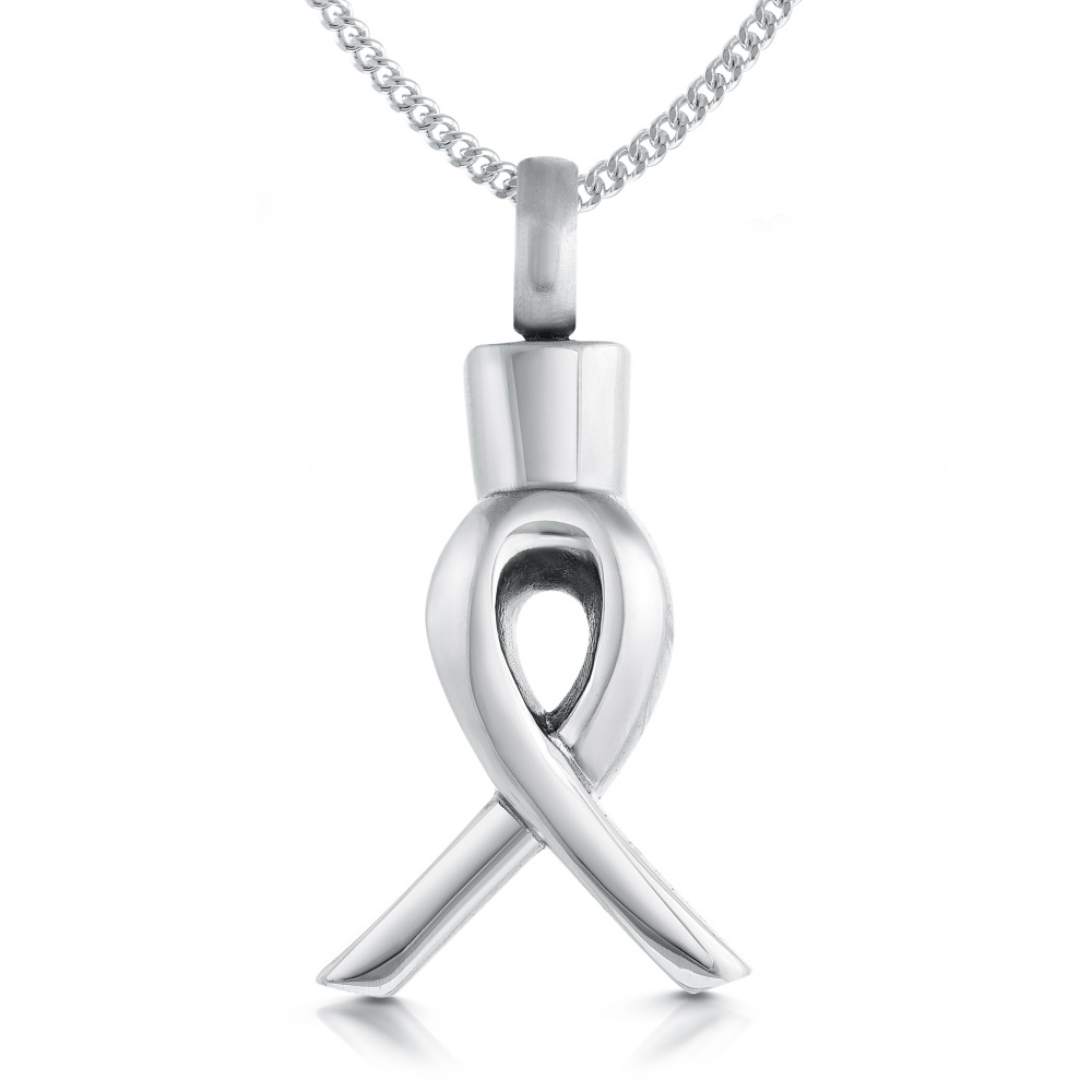 Awareness Ribbon Ashes Necklace, Cremation Urn