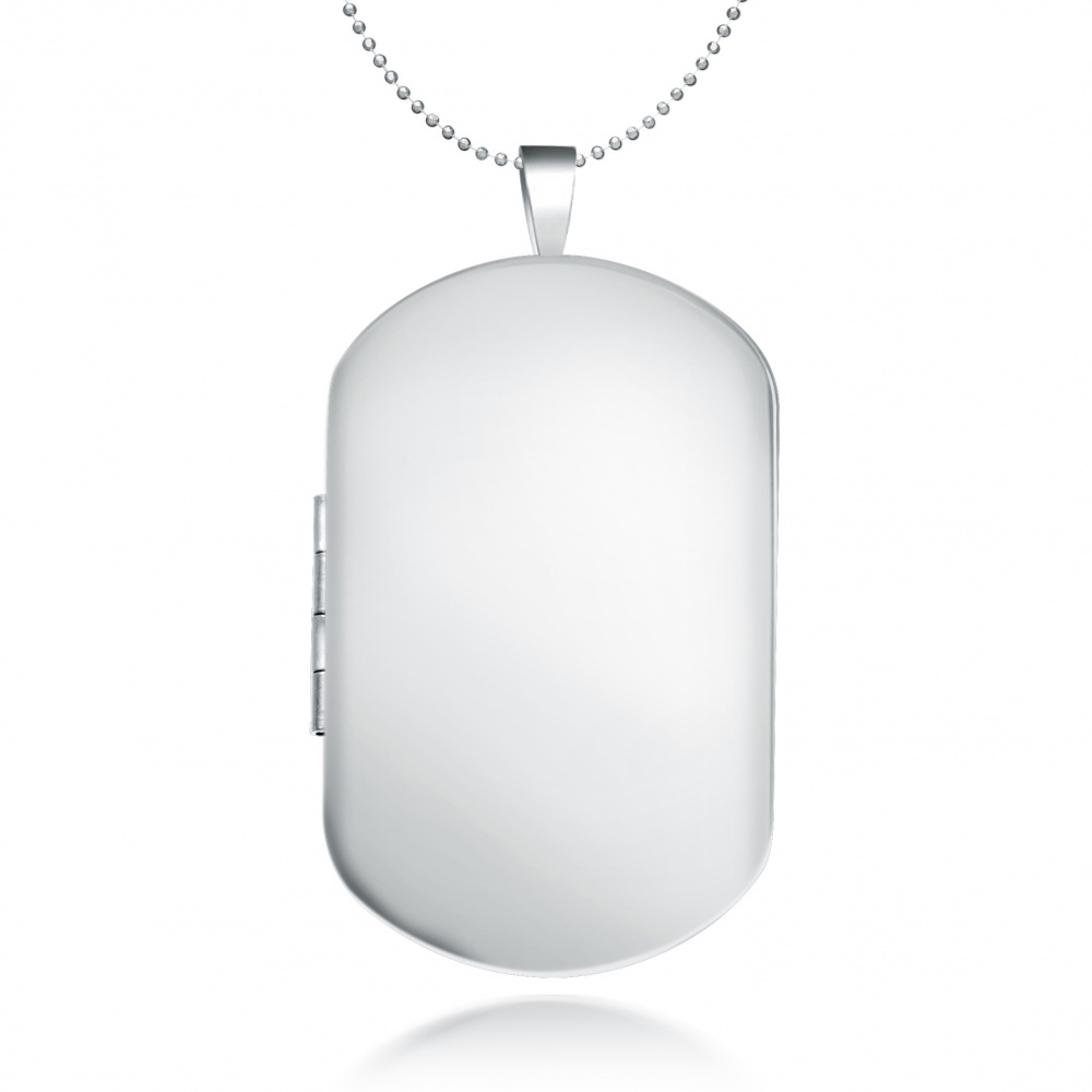 Casket/Photo Dog Tag Locket Necklace, Personalised, Sterling Silver