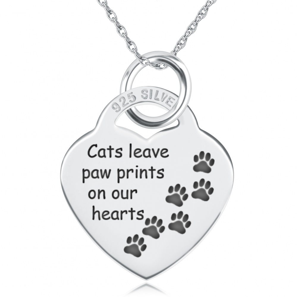 Cats Leave Paw Prints on your Heart Metal Sign 19cm 