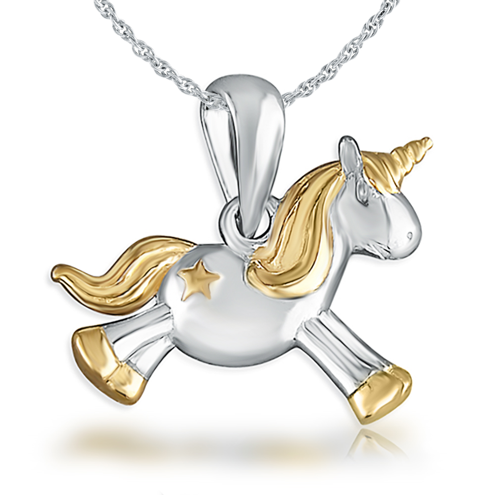 Children's Unicorn Necklace, Sterling Silver & 18ct Gold Vermeil