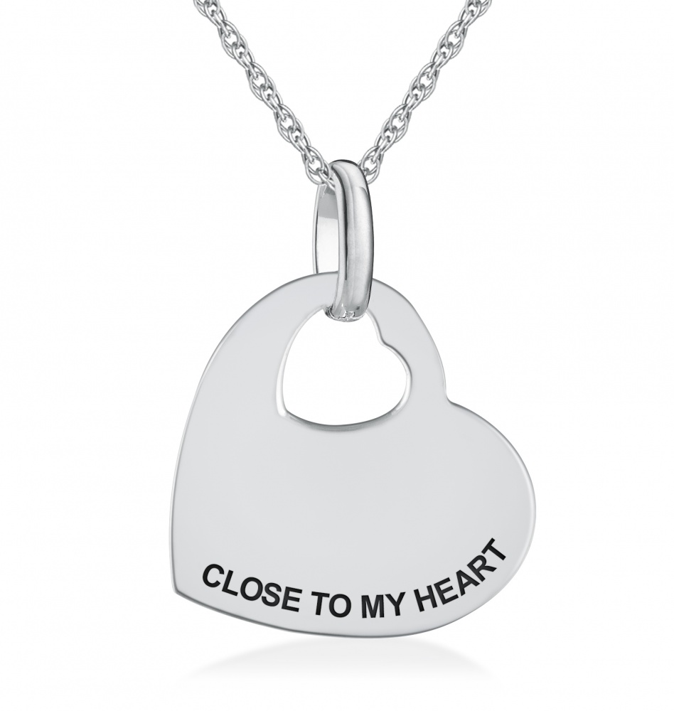 Close to my Heart Necklace, Personalised / Engraved, 925 Sterling Silver