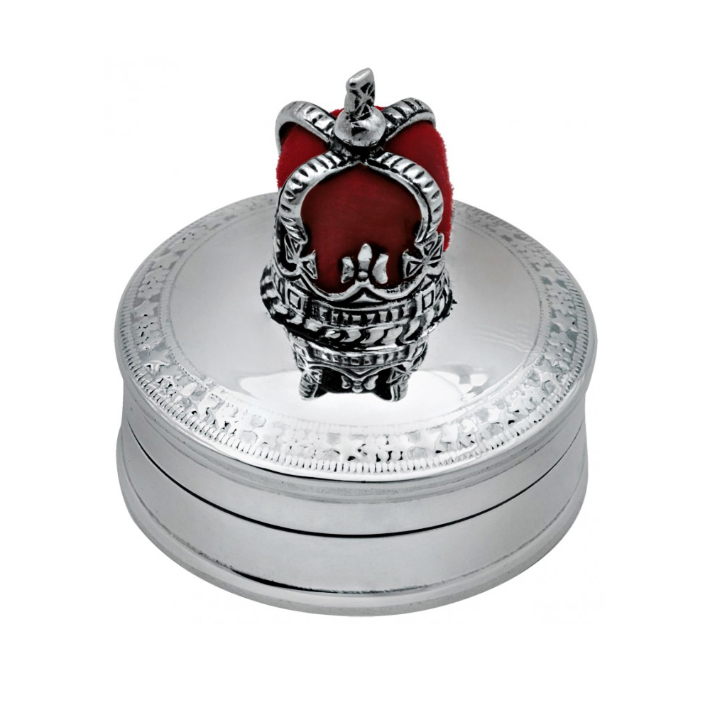 Crown Pin Cushion Pill Box, 925 Sterling Silver (can be personalised)