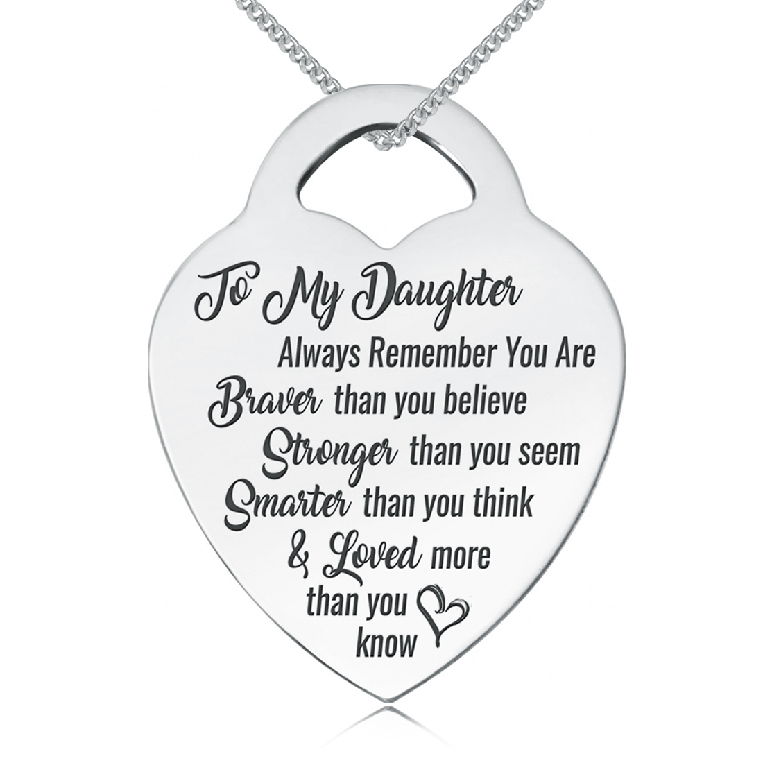 Daughter, You Are Braver, Stronger, Smarter & Loved Necklace, Personalised, 9ct White Gold