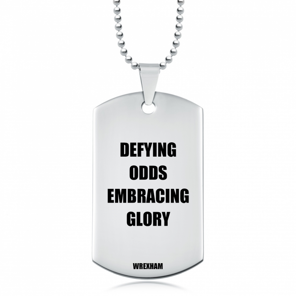 Personalised Wrexham Dog Tag Necklace, Defying Odds, Embracing Glory