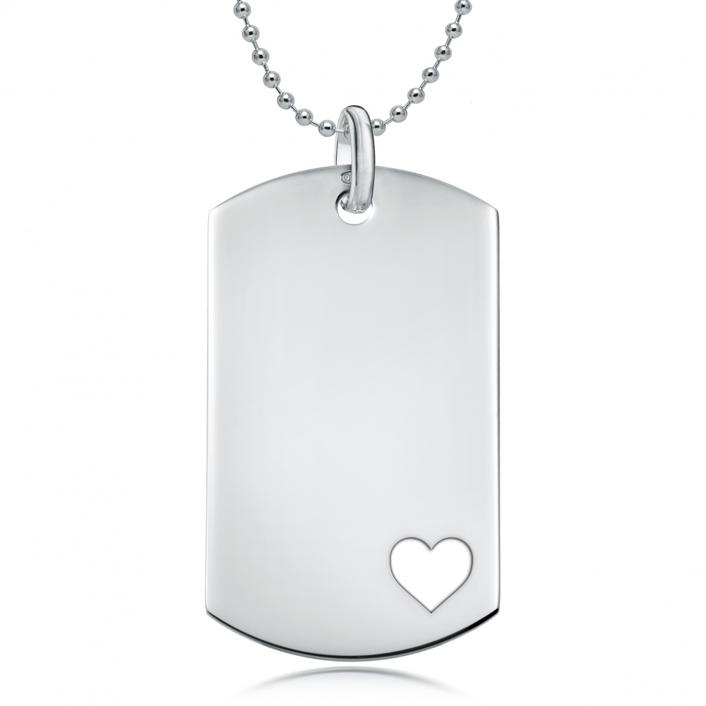 Cutout Heart Dog Tag, Personalised / Engraved, 925 Sterling Silver