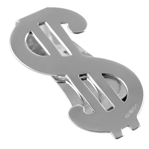 Dollar Sign Money Clip, Personalised, Sterling Silver, Hallmarked