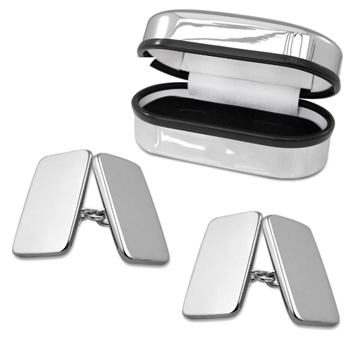 Double Faced Oblong Sterling Silver Cufflinks (can be personalised)