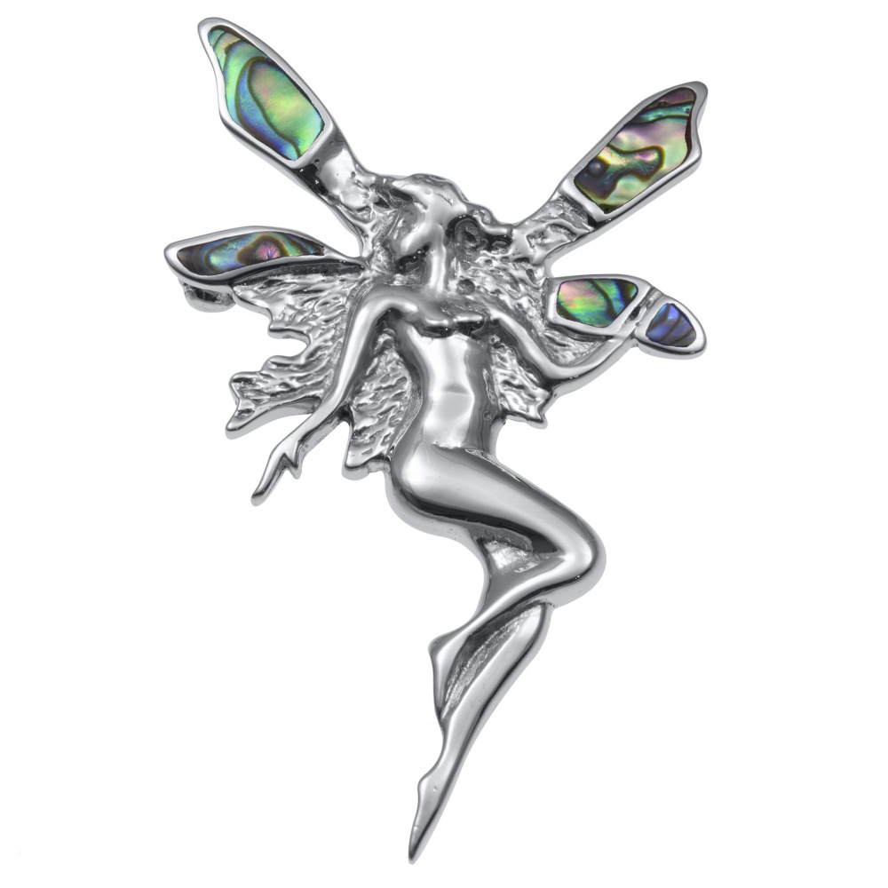 Fairy Brooch, Oyster Shell & 925 Sterling Silver