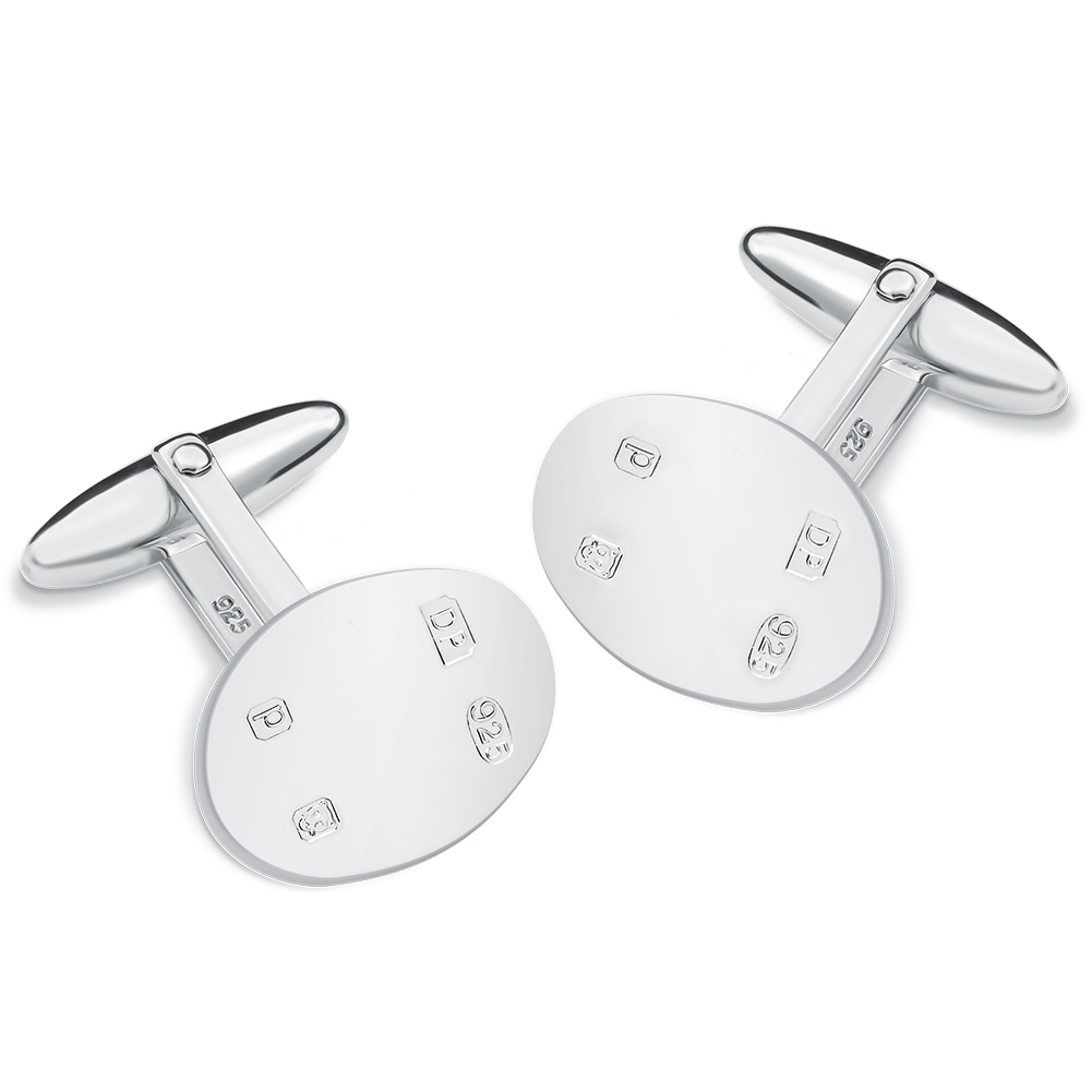 Feature Hallmarked Oval Sterling Silver Cufflinks (can be personalised)
