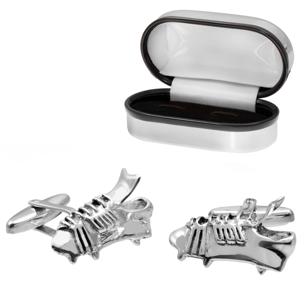 Football/Rugby Boot Sterling Silver Cufflinks (can be personalised)