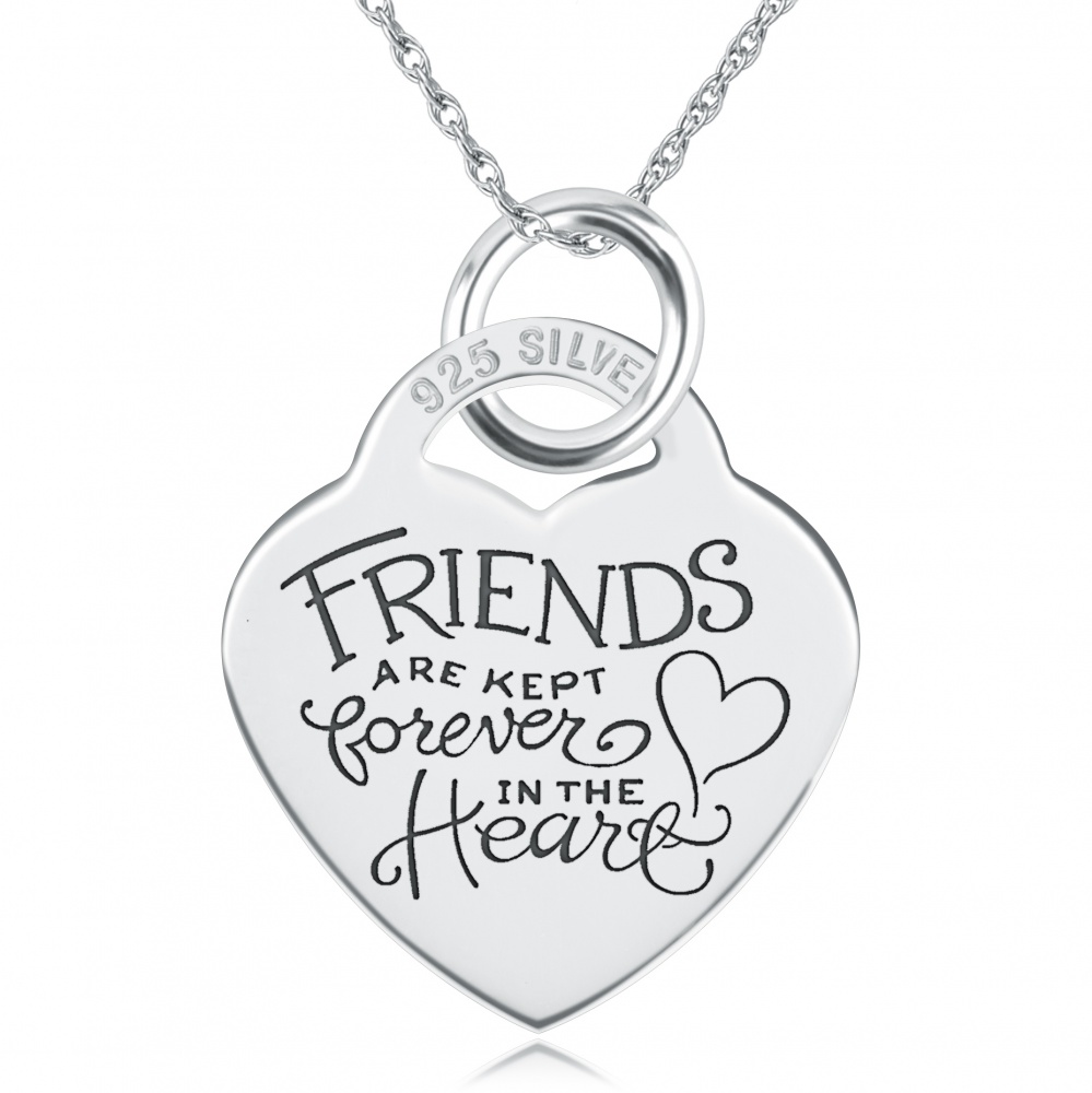 Friends Are Kept Forever In The Heart Necklace, Personalised, Sterling Silver