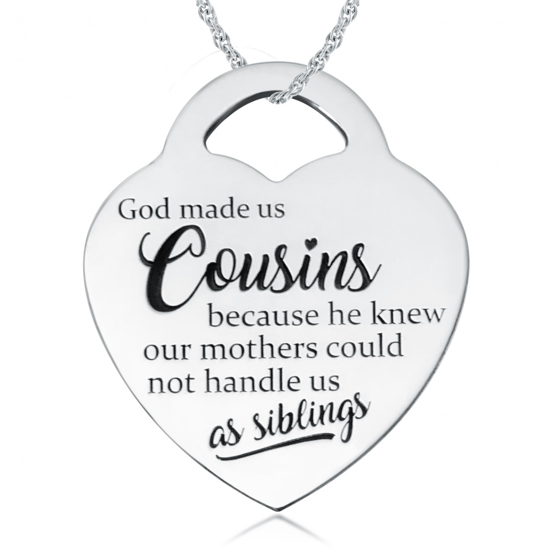 God Made Us Cousins Necklace, Personalised Sterling Silver