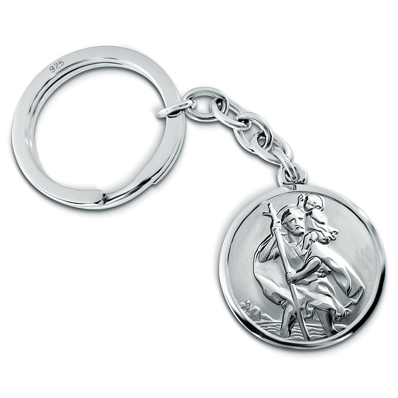 St Christopher Keyring, Personalised, Sterling Silver, Hallmarked