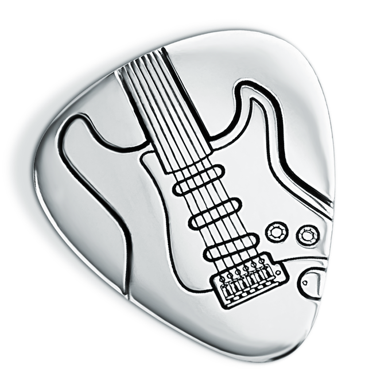 Electric Guitar Plectrum (Pick) Personalised/ Engraved, 925 Sterling Silver
