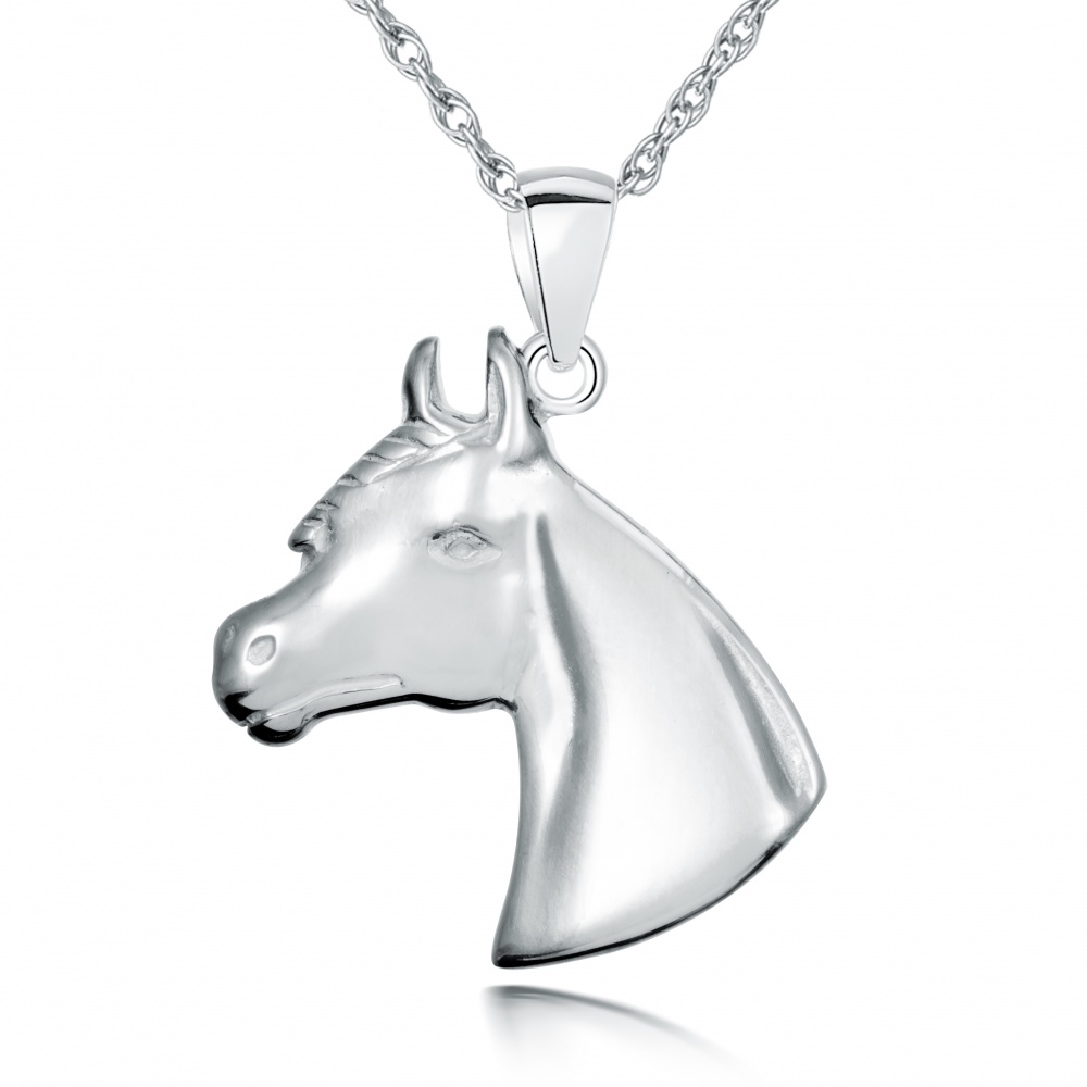 Equestrian Horses Head Sterling Silver Necklace