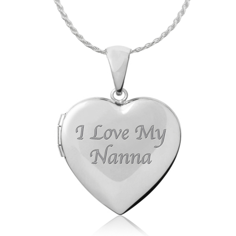 I Love my Nanna Sterling Silver 4-photo Heart Locket Necklace (can be personalised)
