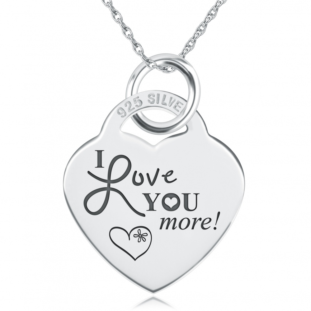 I Love You More Heart Shaped Sterling Silver Necklace (can be personalised)