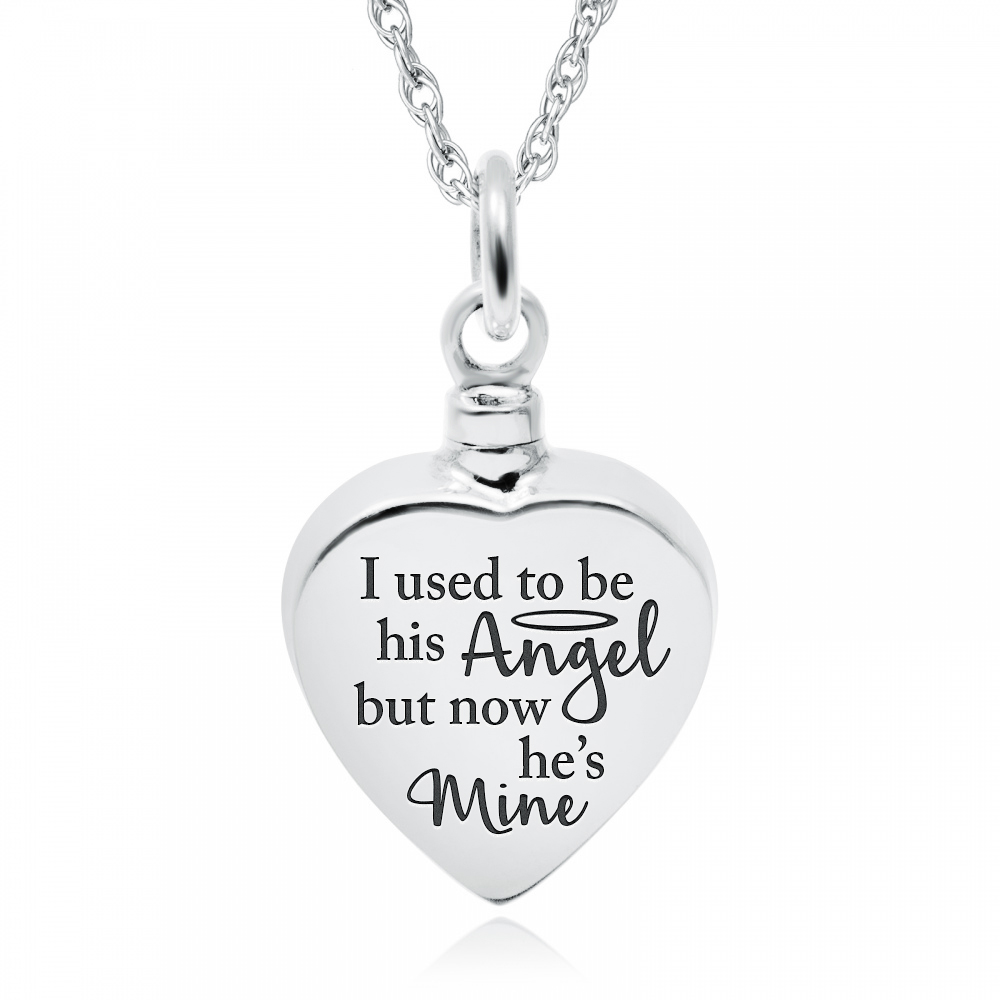 I Used to be His Angel, but now he's Mine Ashes Necklace, Personalised