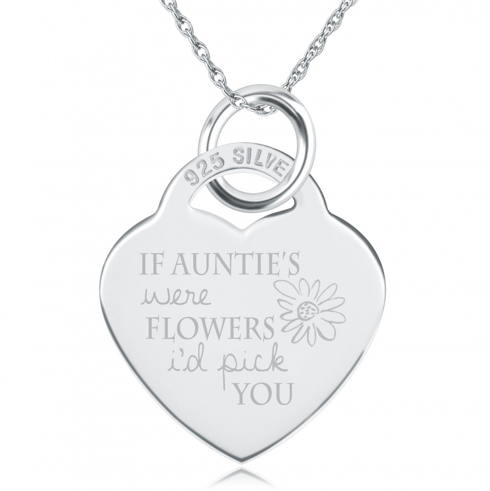 If Auntie's were Flowers I'd Pick You Necklace, Personalised, Sterling Silver