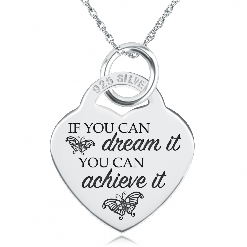 If You Can Dream It, You Can Achieve It Necklace, Personalised, 925 Sterling Silver