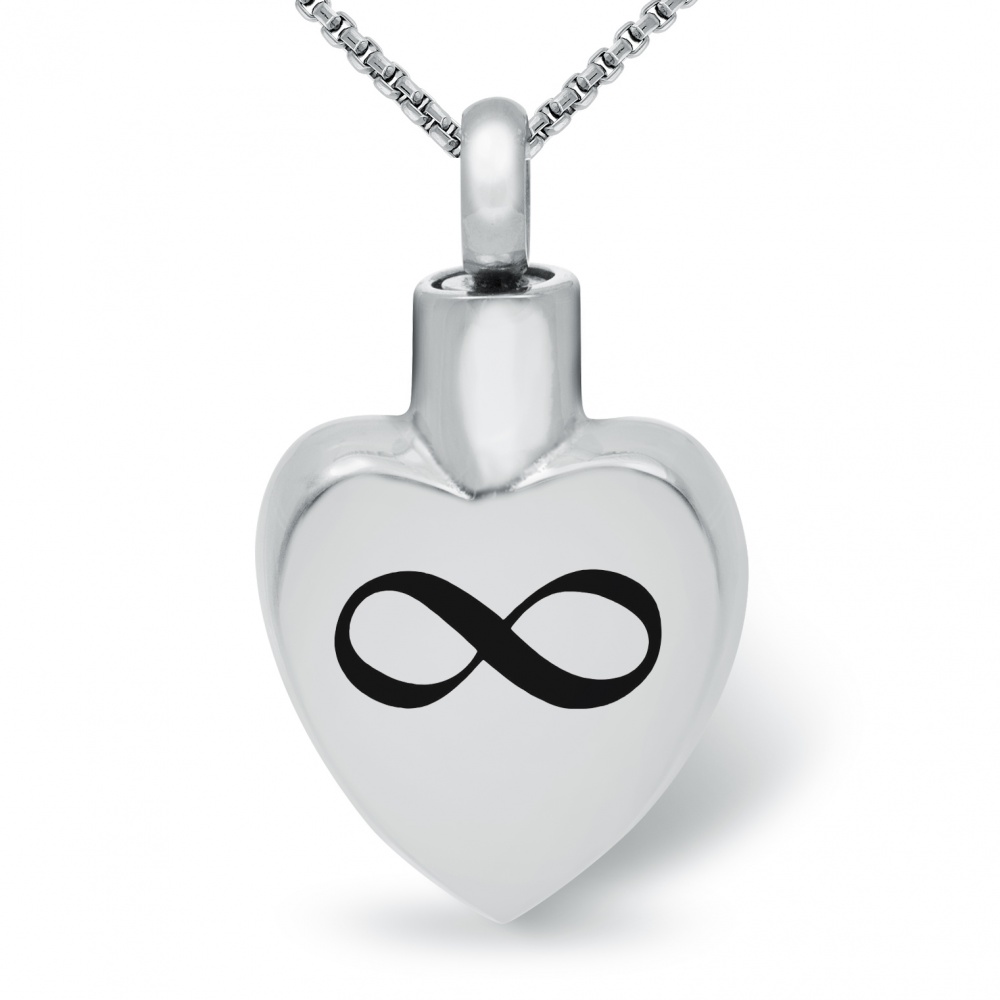 Infinity Symbol Ashes Memorial Locket Necklace, Stainless Steel (can be personalised)