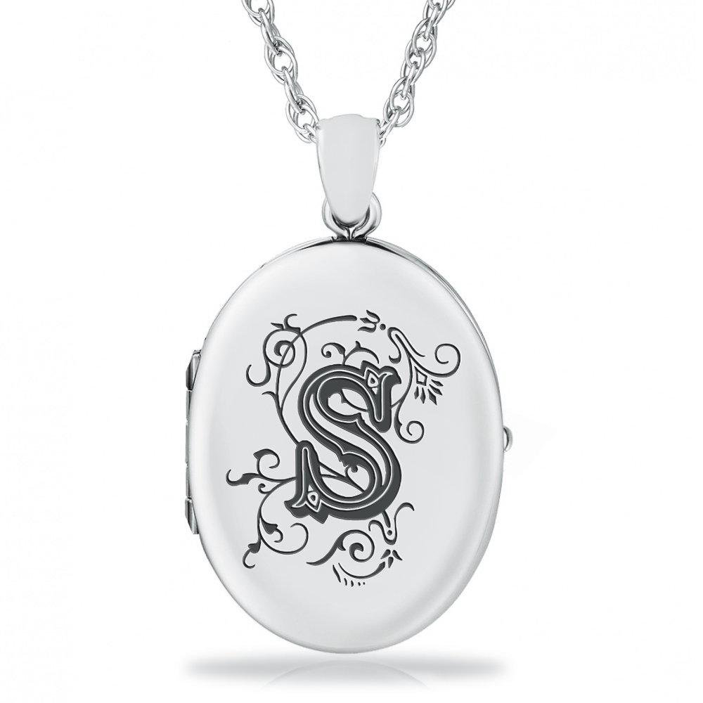 Initial/Letter S Sterling Silver 2 Photo Locket (can be personalised)