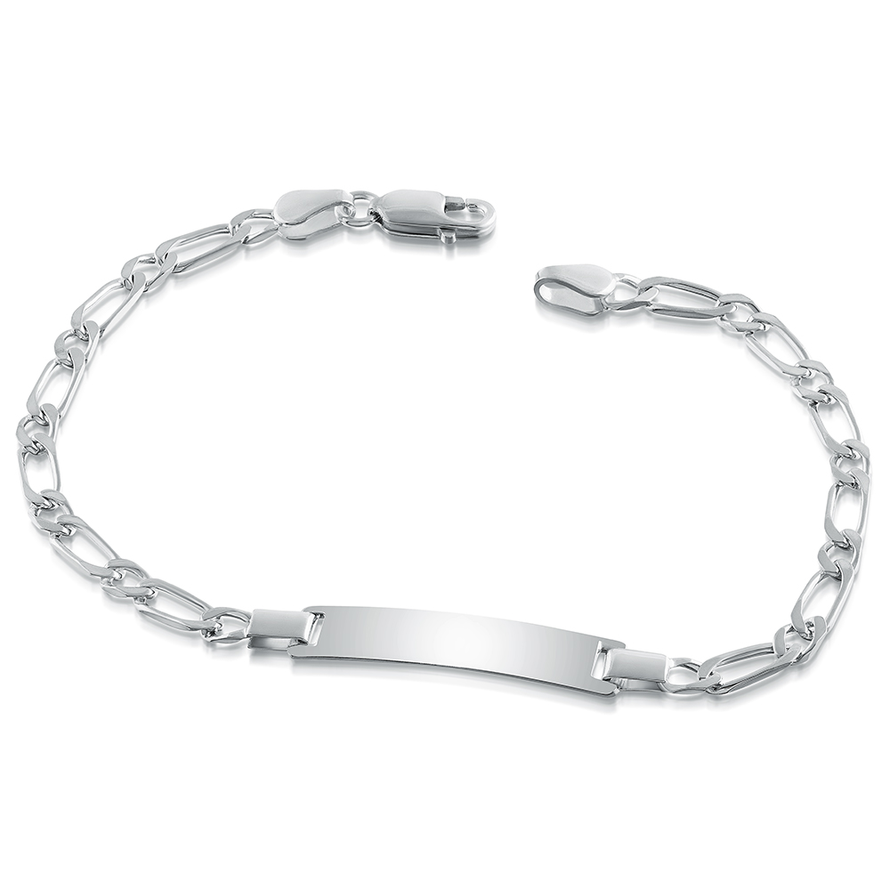 Ladies Figaro Identity Bracelet, Personalised, Sterling Silver