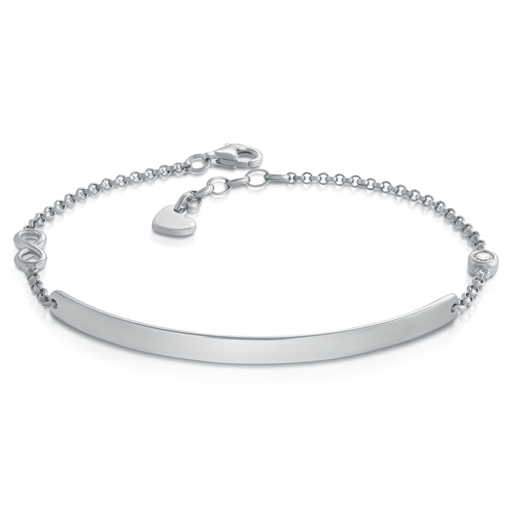 Ladies Infinity Identity Bracelet, Personalised, Sterling Silver