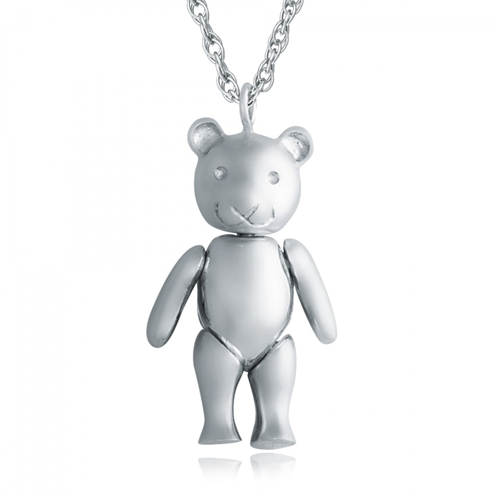 Large Teddy Bear Necklace, 925 Sterling Silver, Hallmarked