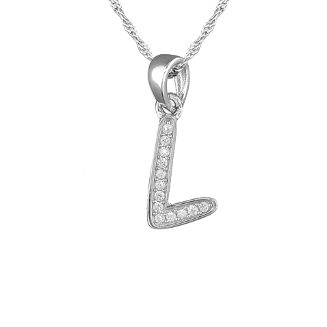 Girls Initial/Letter L Necklace Cubic Zirconia & Sterling Silver