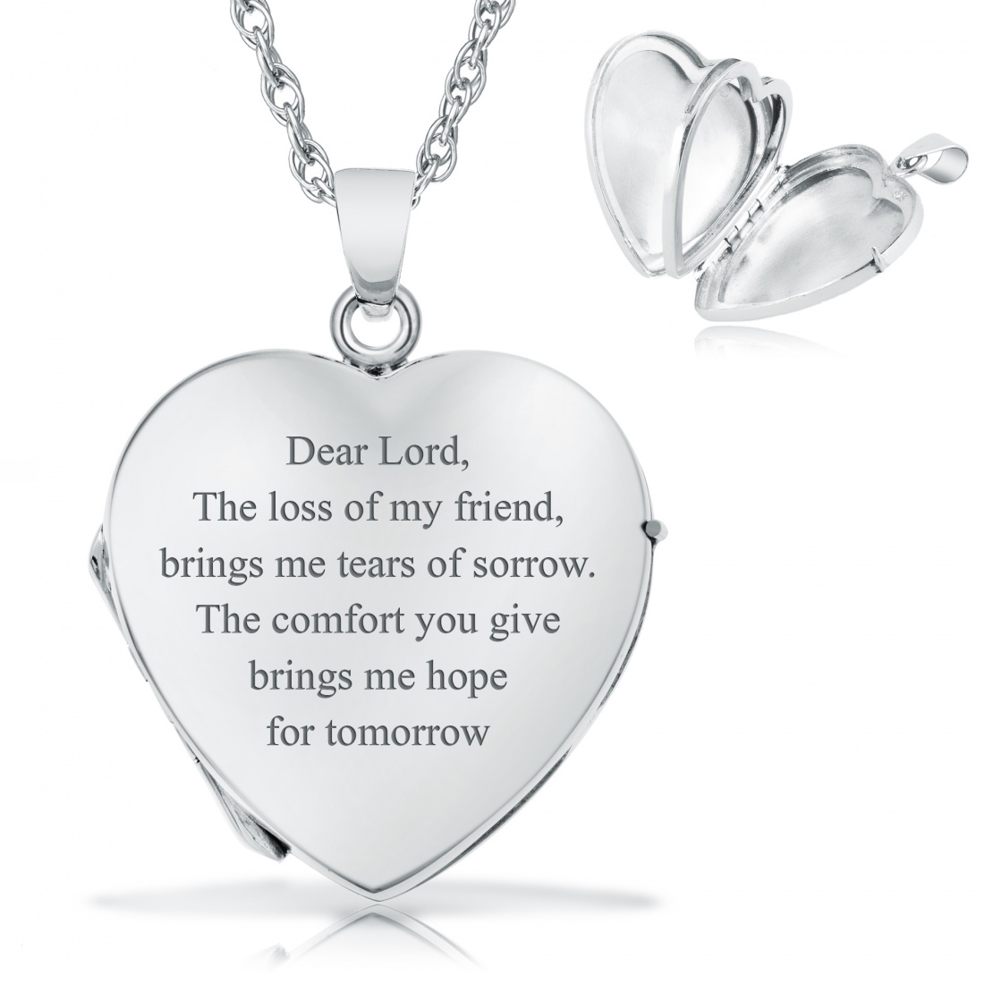 Loss of a Friend Heart Shaped Sterling Silver 4 Photo Locket (can be personalised)