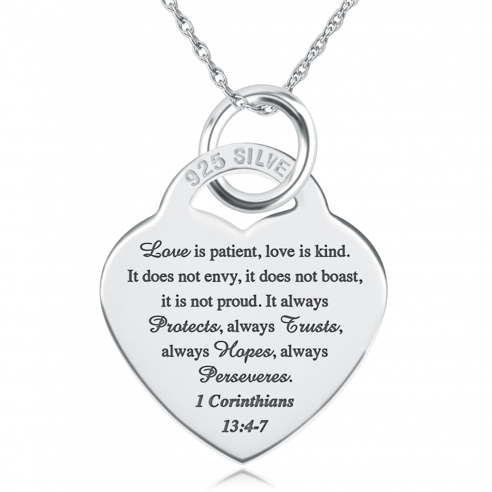 Love is Patient, Love is Kind Necklace, Personalised, 925 Sterling Silver