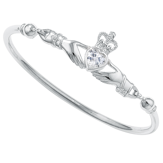 Maids Claddagh Bangle, 925 Sterling Silver