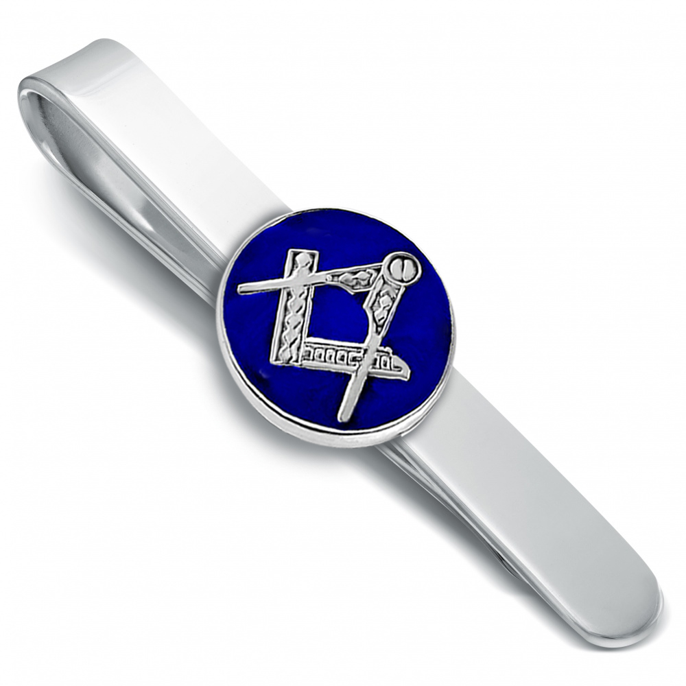 Masonic Badge, Sterling Silver & Enamel Tie Slide (can be personalised)