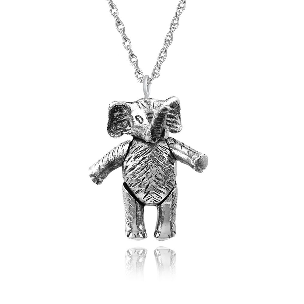 Moveable Elephant Necklace, 925 Sterling Silver