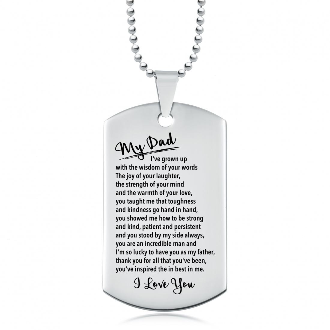 My Dad, Growing Up Dog Tag, Personalised, So Lucky, Fathers Day, Necklace