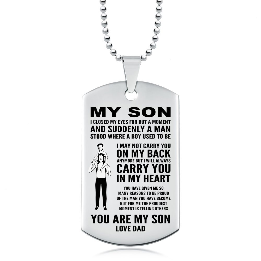 My Son, Love Dad Dog Tag, Personalised, Stainless Steel