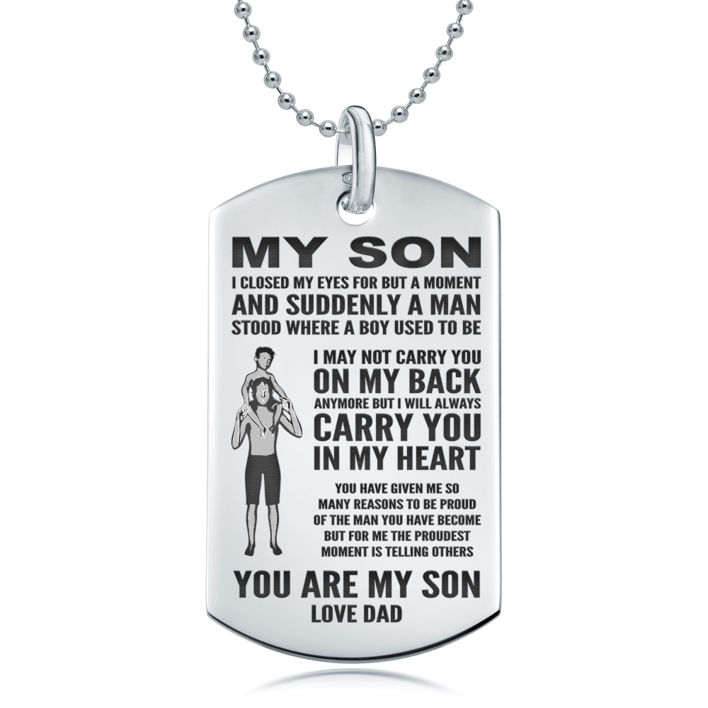 My Son, Love Dad Dog Tag, Personalised, 925 Sterling Silver
