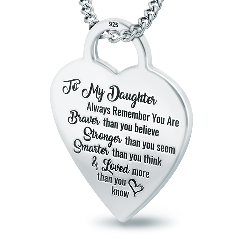 Daughter, You Are Braver, Stronger, Smarter & Loved Necklace, Personalised, Sterling Silver