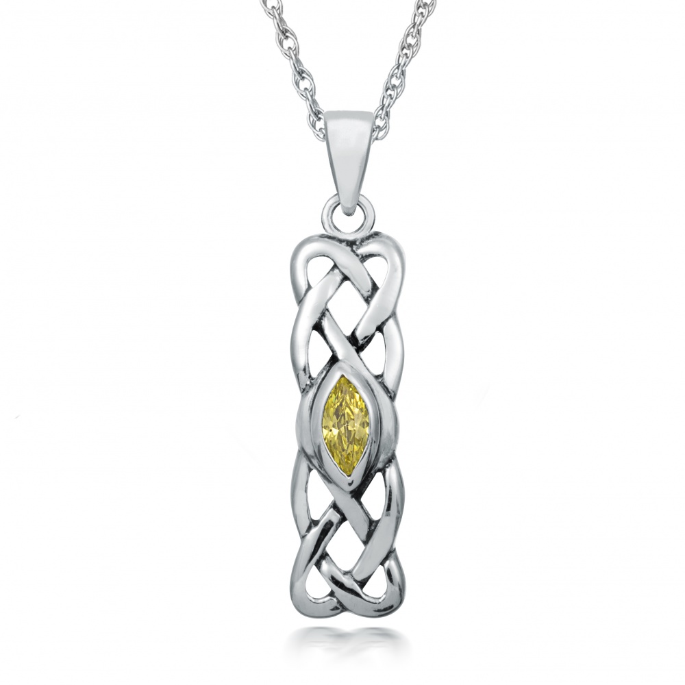 November Birthstone Celtic Knot Necklace, 925 Sterling Silver