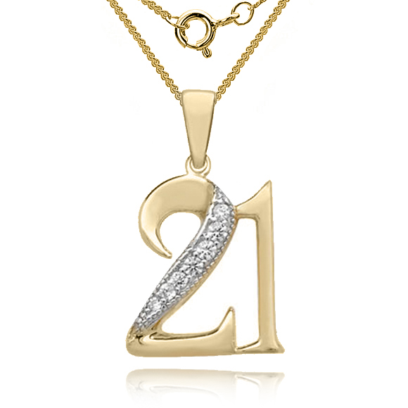 Number 21 Pendant 9ct Yellow Gold, 21st Birthday