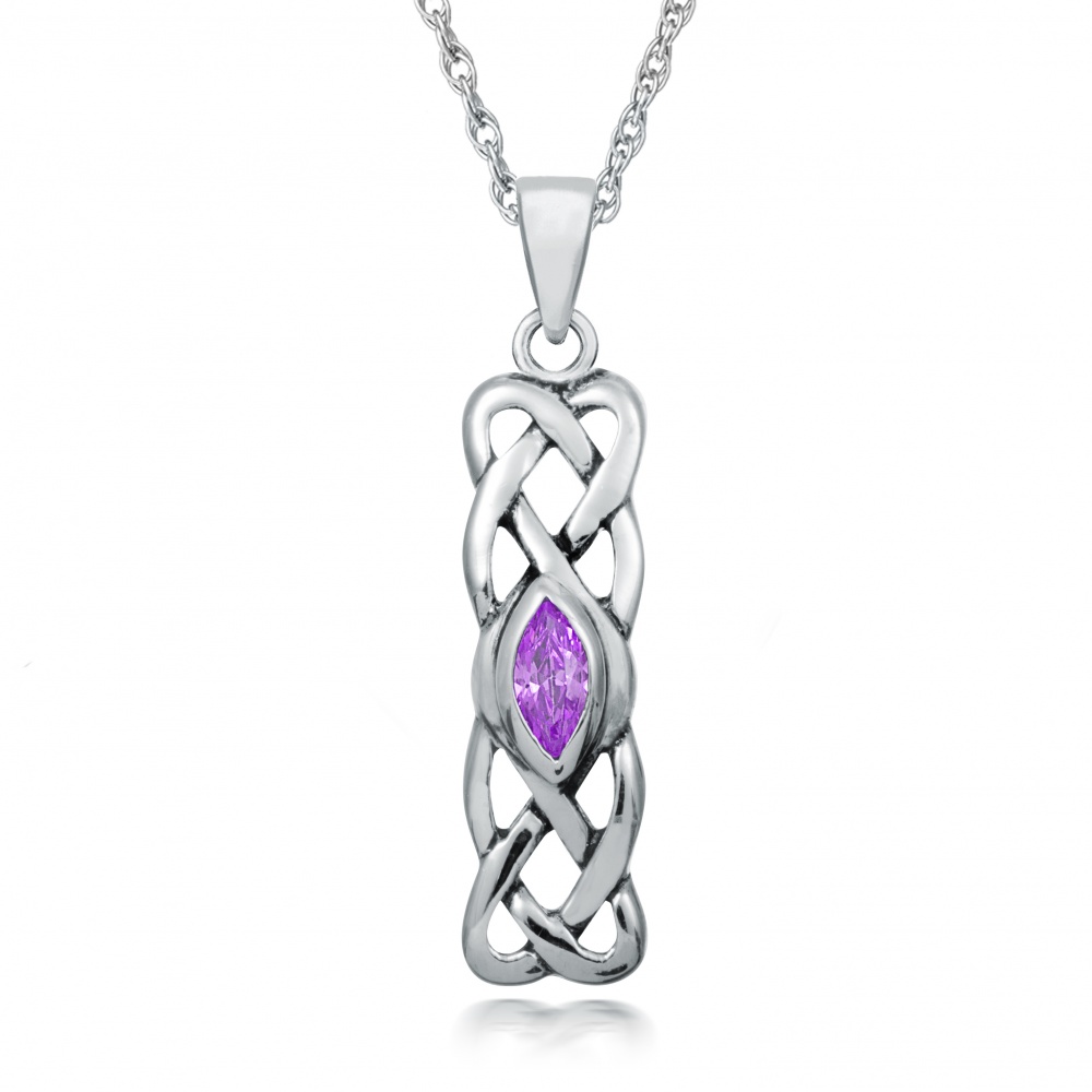 October Birthstone Celtic Knot Sterling Silver Necklace